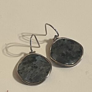 Silpada Round Wavy Sterling Silver 925 Feldspar Stone Dangle Earrings Retired